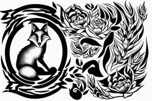 fox sitting on a rock looking forward tattoo idea
