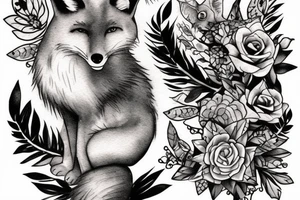 fox sitting on a rock looking forward tattoo idea