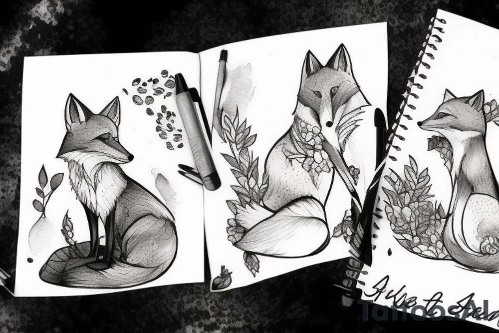 fox sitting on a rock looking forward tattoo idea