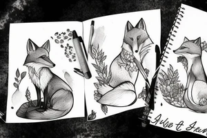 fox sitting on a rock looking forward tattoo idea