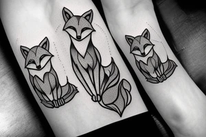 fox sitting on a rock looking forward tattoo idea