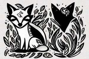 fox sitting on a rock looking forward tattoo idea