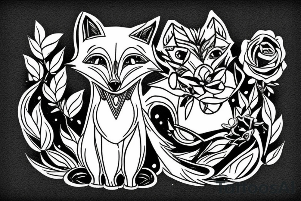 fox sitting on a rock looking forward tattoo idea