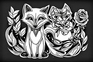 fox sitting on a rock looking forward tattoo idea