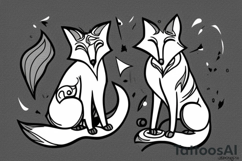 fox sitting on a rock looking forward tattoo idea