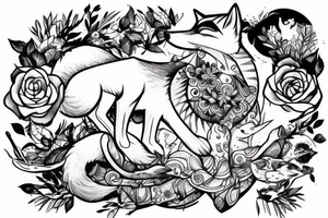 fox sitting on a rock looking forward tattoo idea