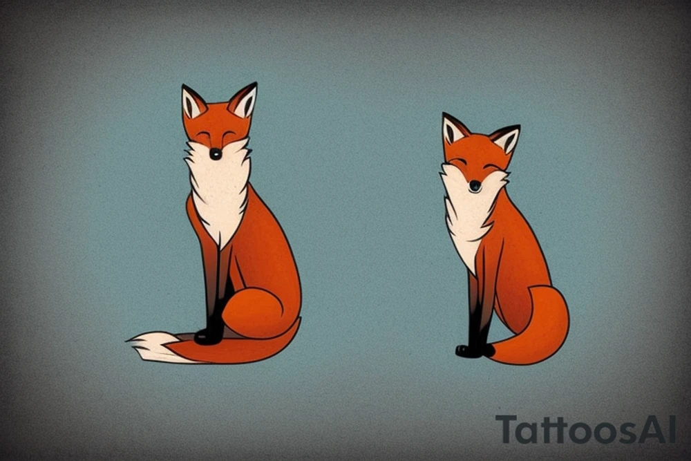 fox sitting on a rock looking forward tattoo idea