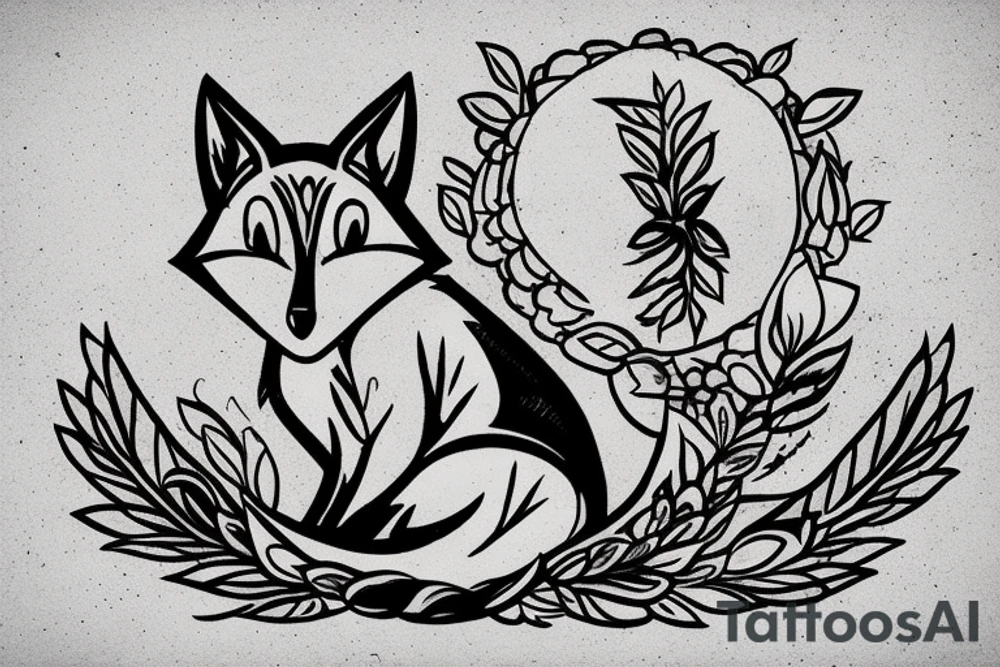 fox sitting on a rock looking forward tattoo idea
