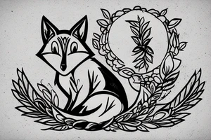 fox sitting on a rock looking forward tattoo idea
