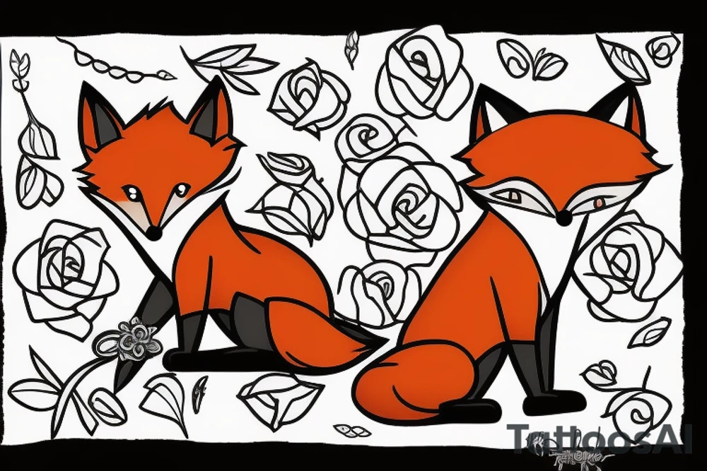 fox sitting on a rock looking forward tattoo idea