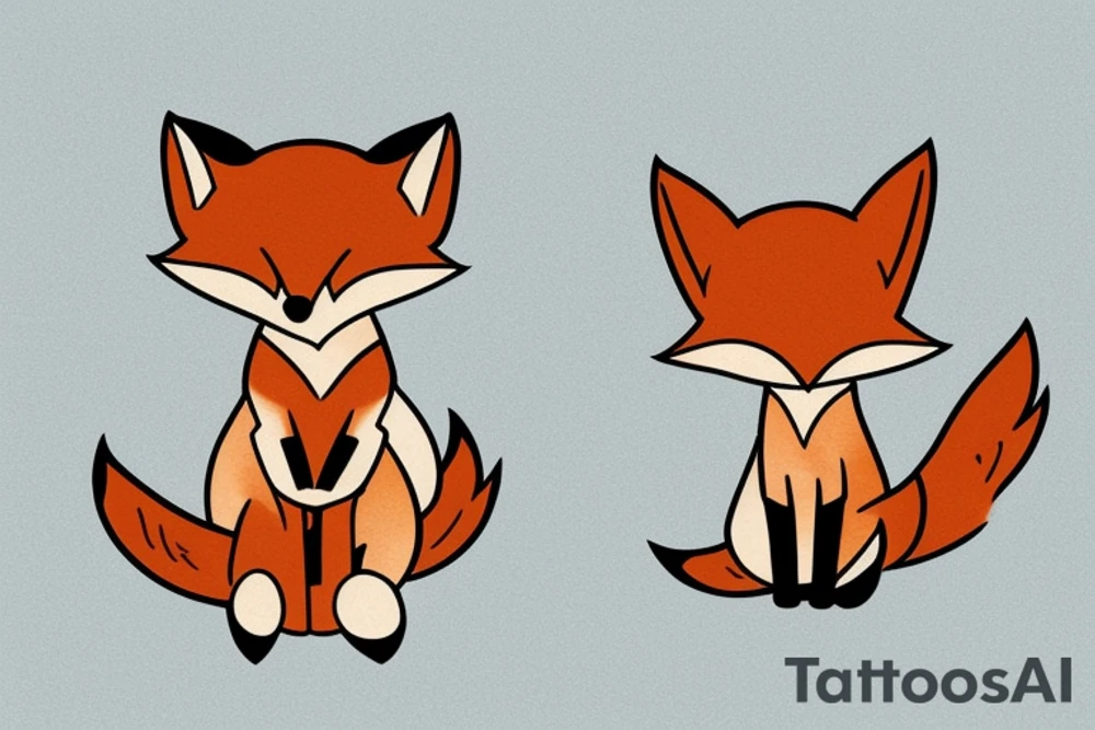 fox sitting on a rock looking forward tattoo idea