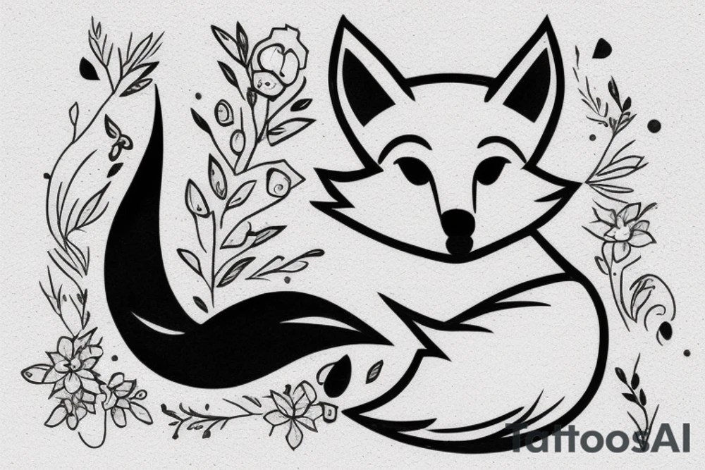 fox sitting on a rock looking forward tattoo idea