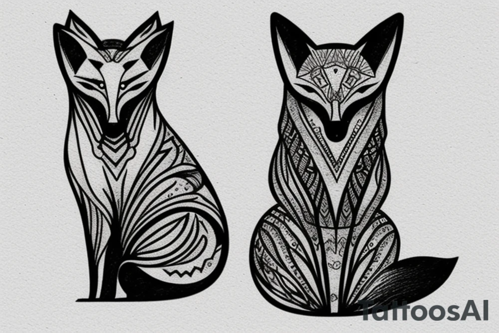 fox sitting on a rock looking forward tattoo idea