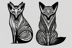 fox sitting on a rock looking forward tattoo idea