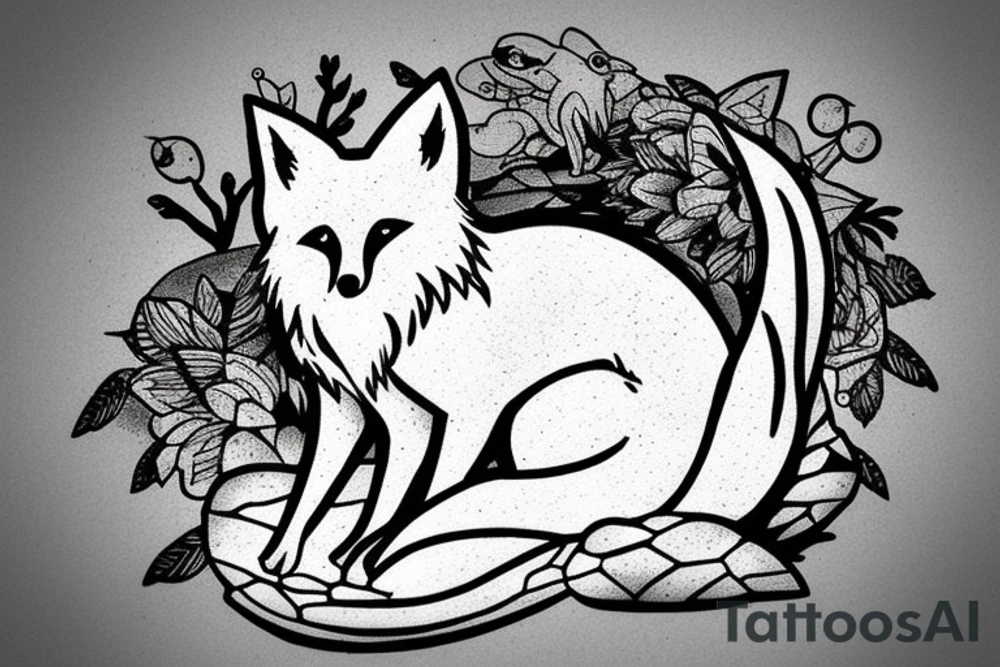 fox sitting on a rock looking forward tattoo idea
