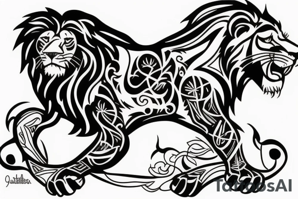 lion lying down tattoo idea
