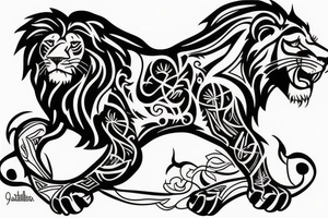 lion lying down tattoo idea