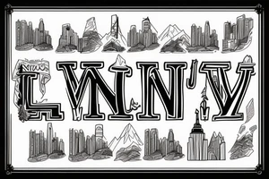 I want a mountain incorporating the letters I and L and the city of New York City. tattoo idea