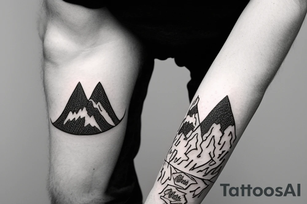 I want a simple mountain incorporating the letters I and L tattoo idea
