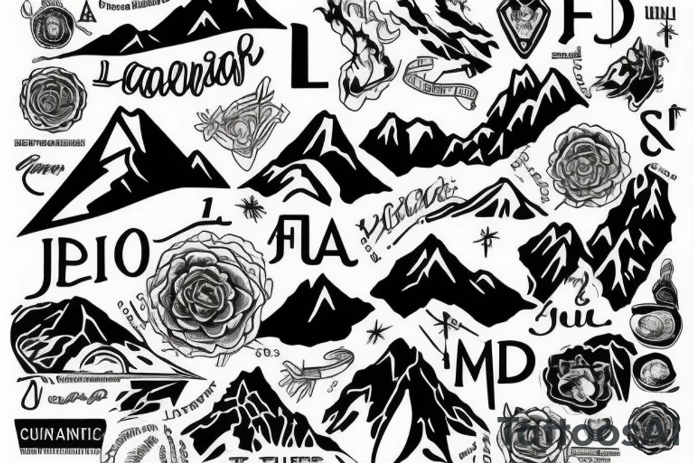 I want a simple mountain incorporating the letters I and L tattoo idea