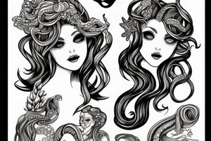 Siren mermaid with Medusa hair tattoo idea