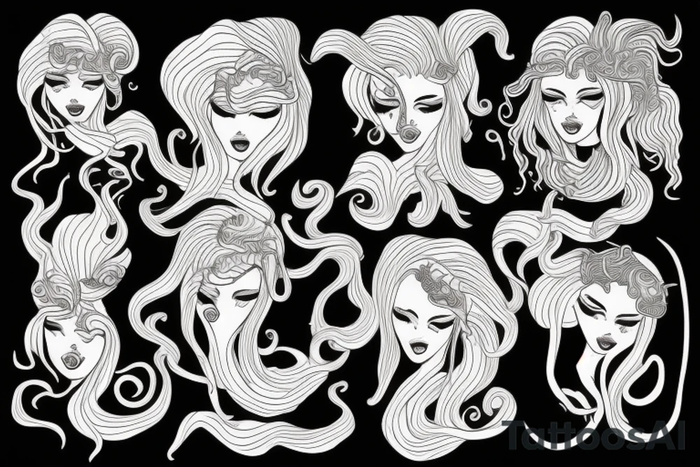 Mermaid with Medusa hair tattoo idea