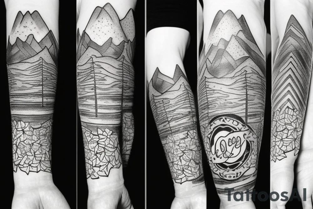 Create a tattoo very light with a simple mountain incorporating the letters I and L tattoo idea