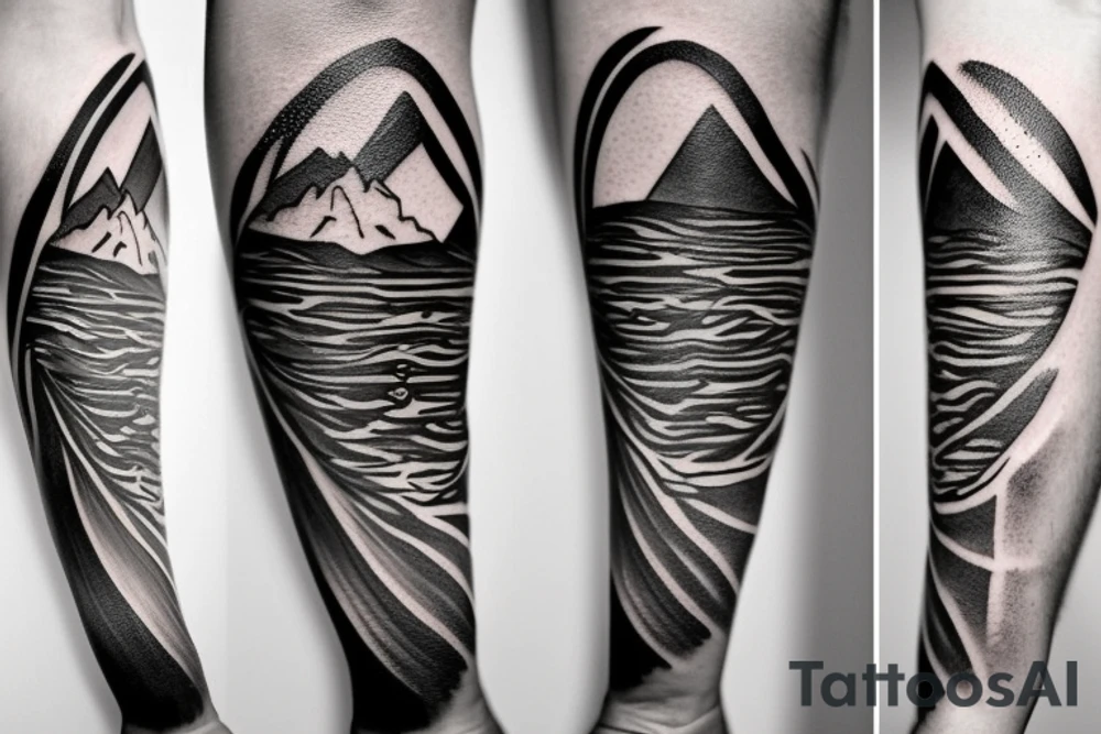 Create a tattoo very light with a simple mountain incorporating the letters I and L tattoo idea