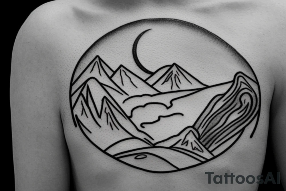 I want a circle with a Mountain tattoo idea