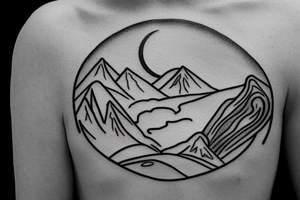 I want a circle with a Mountain tattoo idea