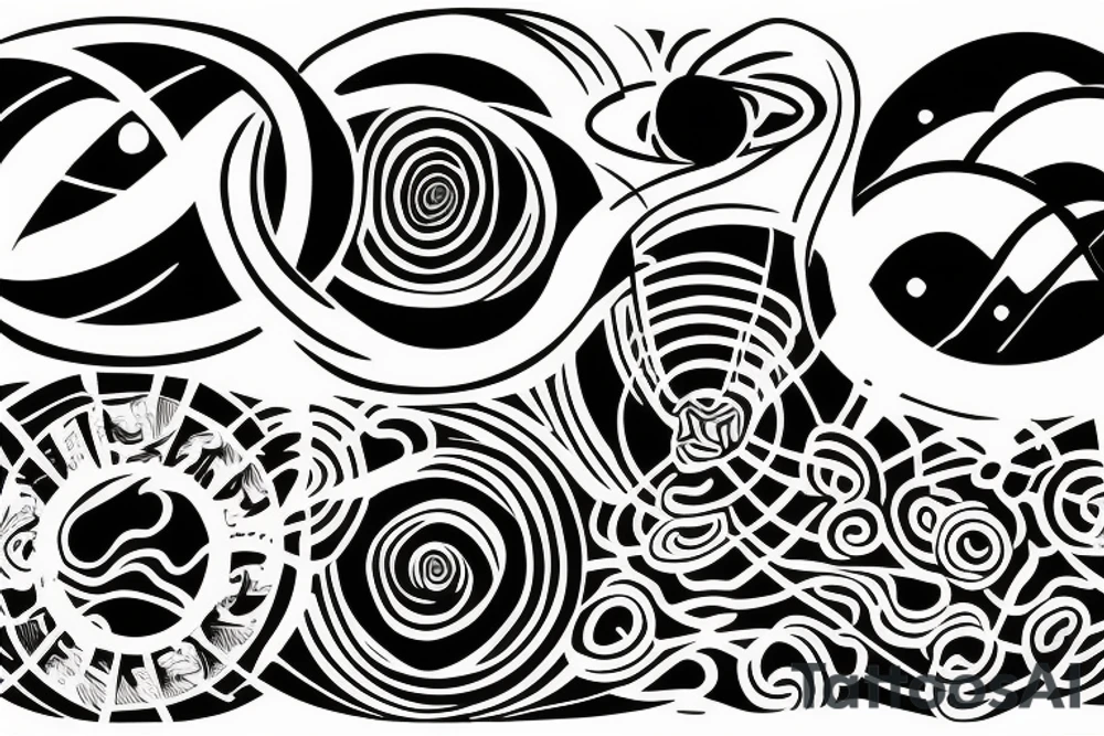three separate circles connected by three lines tattoo idea