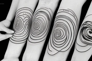 three separate circles connected by three lines tattoo idea