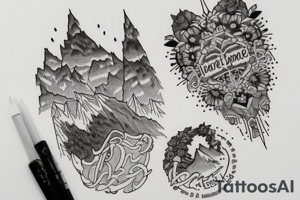 J’aimerai un petit tatouage avec des montagnes et les initiales de mes enfants IL tattoo idea