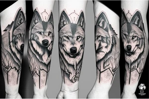 Morph a mountain into a wolf tattoo idea