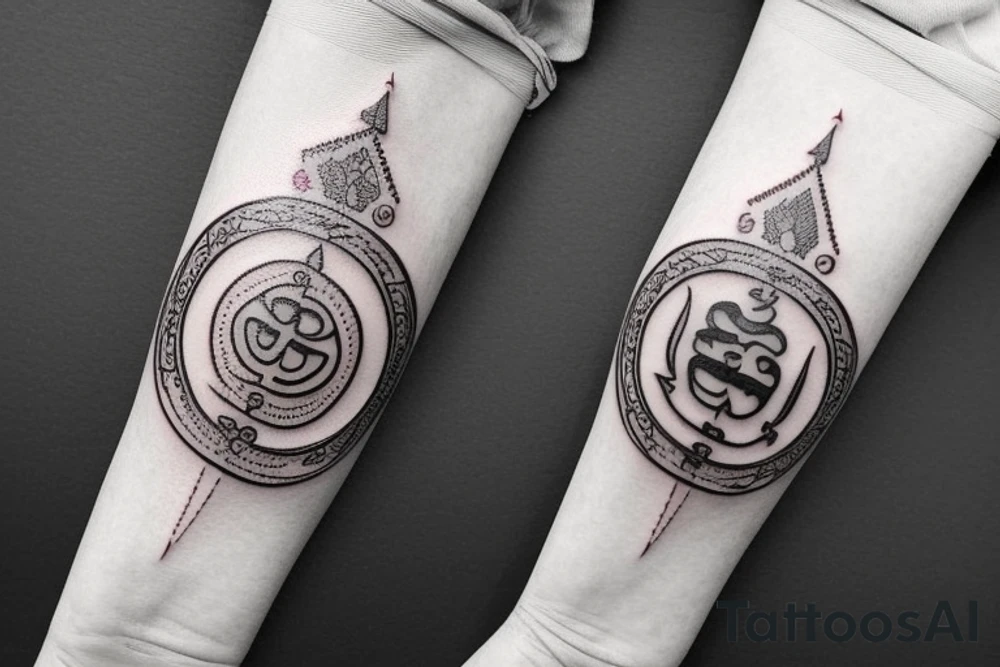 buddhist unalome symbol tattoo for the forearm, about 1.5 inches wide and 5 inches long. tattoo idea