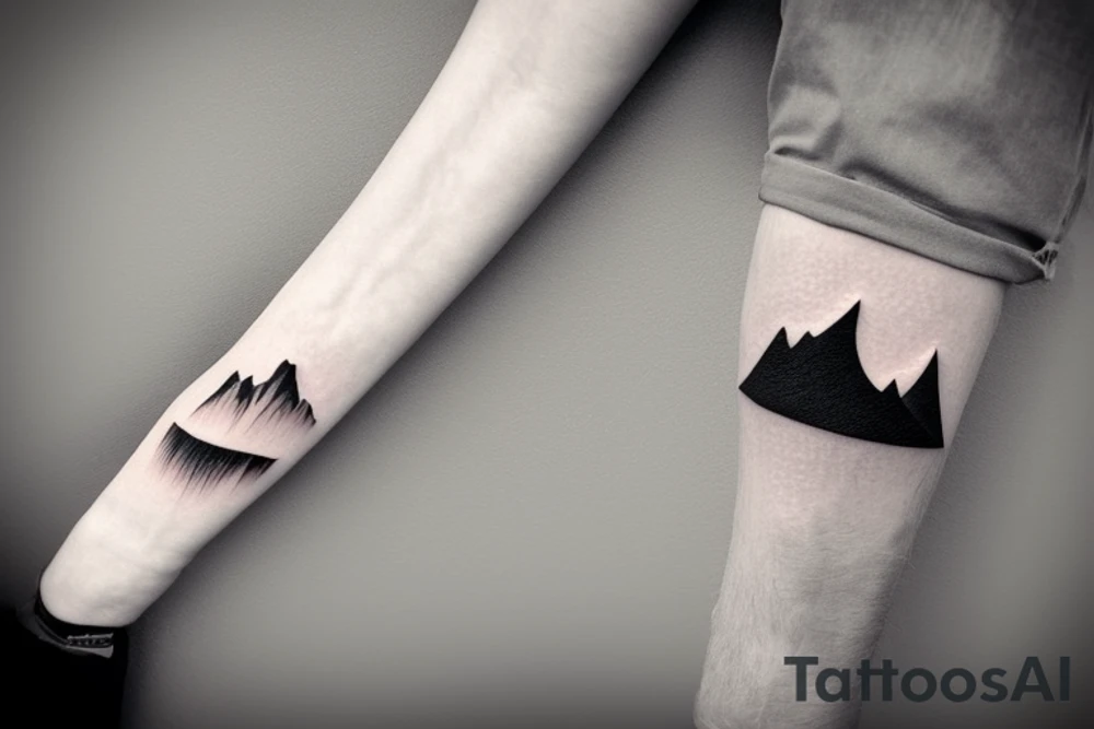 thin tattoo for the forearm, about 1.5  inches wide and 5 inches long. the tattoo should have waves, trees, mountains, sun, and moon tattoo idea