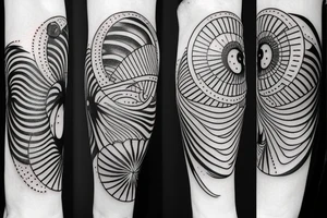 a small fibonacci spiral with a sun and a moon tattoo idea