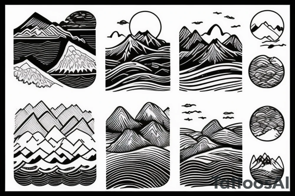 ocean waves and mountains in a straight tattoo idea ocean waves and mountains in a straight tattoo idea