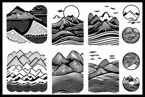 ocean waves and mountains in a straight tattoo idea