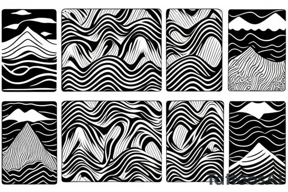 ocean waves and mountains in a straight tattoo idea