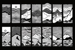 ocean waves and mountains in a straight tattoo idea