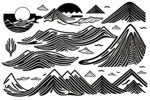 ocean waves and mountains in a straight tattoo idea
