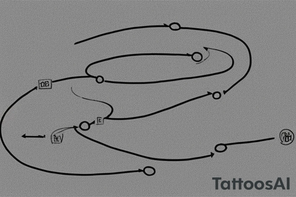 A Unalome typically consists of a spiraling, winding line that starts at the base and gradually moves upward, eventually straightening out. The path of the line represents the journey of life, with all its ups and downs. At the very beginning, the line often starts near the bottom of the symbol, which represents birth and the beginning of one's spiritual journey. As the line spirals upward, it may encounter loops, knots, or even sharp turns, symbolizing the challenges and obstacles one faces in life.

However, as the line continues to ascend, it ultimately straightens out, signifying enlightenment, self-realization, and the attainment of inner peace or nirvana. The straight line at the top of the Unalome represents the ultimate goal of spiritual awakening or enlightenment. tattoo idea