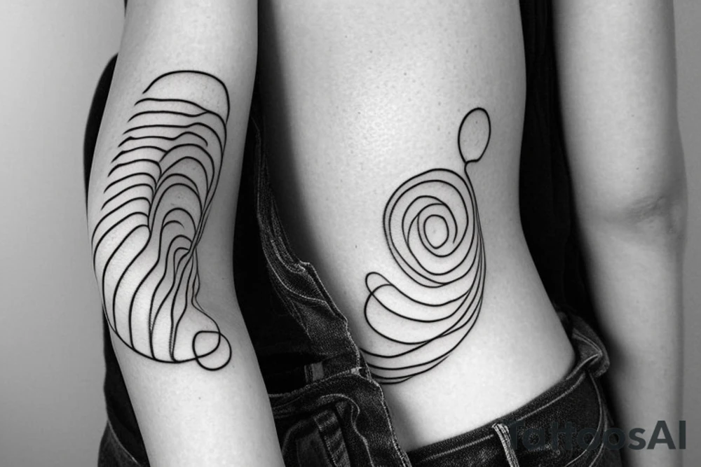 A Unalome typically consists of a spiraling, winding line that starts at the base and gradually moves upward, eventually straightening out.  As the line spirals upward, it may encounter loops or even sharp turns. The line eventually fades into smaller dots tattoo idea
