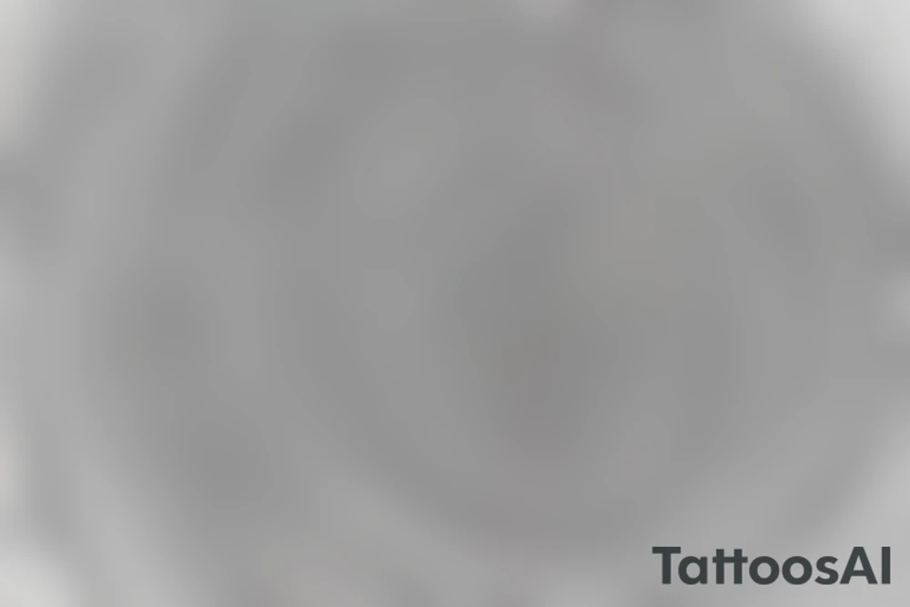 a spiraling, winding line that starts at the base in a spiral and gradually moves upward, eventually straightening out.  As the line spirals upward, it loops and crosses over itself as it ascends. The line eventually straightens out and then fades into smaller dots . this is a thin line. it is called a unilalome and is a buddhist symbol tattoo idea