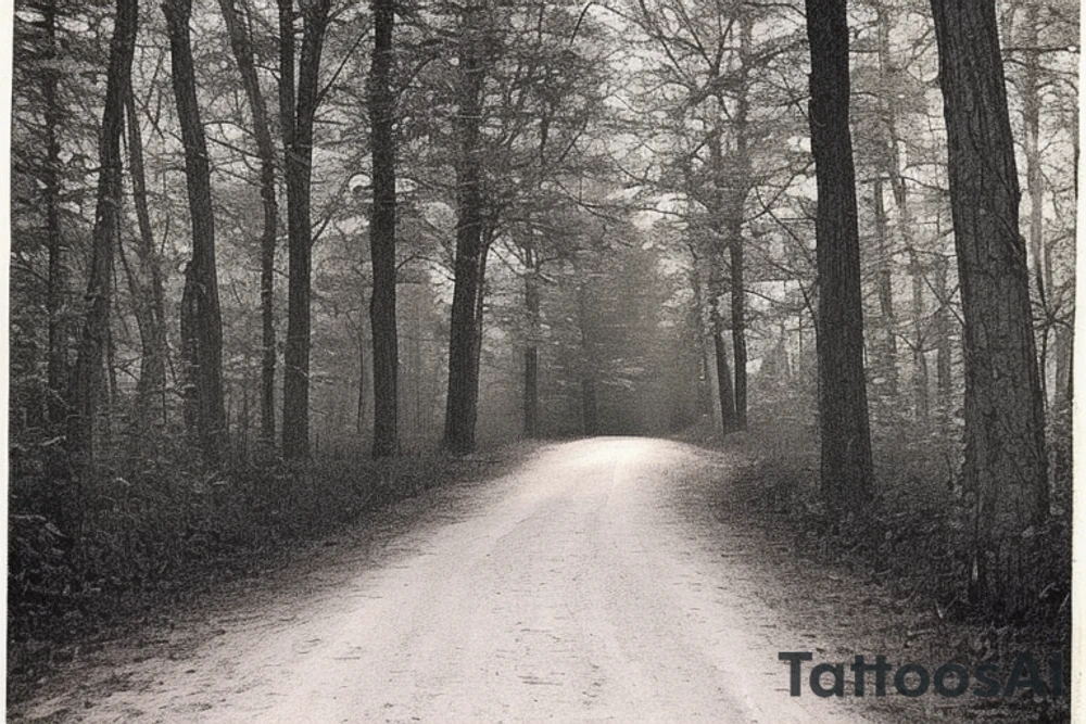 I want a tattoo for the back if my shoulder. I want it to be based on Robert Frost's poem The Road Not Taken. In the tattoo, I want it to include a wood in the fall with a path that diverges into two roads. Also, I want it to incorporate the line of the poem that reads "Two roads diverged in a wood, and I—
I took the one less traveled by,
And that has made all the difference." tattoo idea