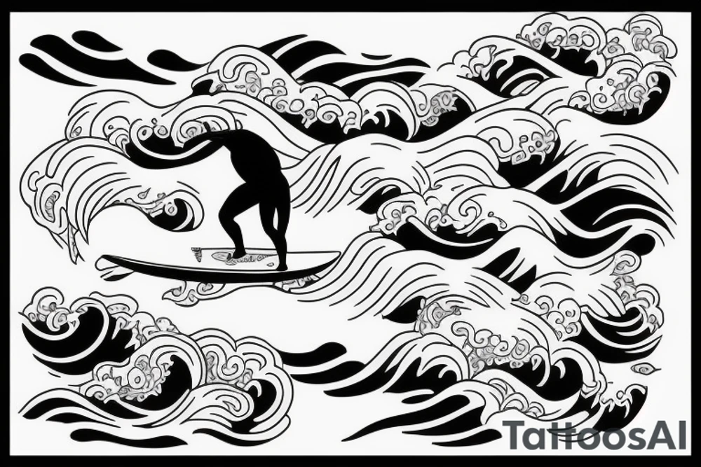 Wave with a surfer riding it tattoo idea
