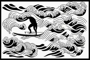Wave with a surfer riding it tattoo idea