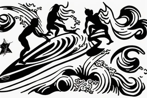 Wave with a surfer riding it tattoo idea