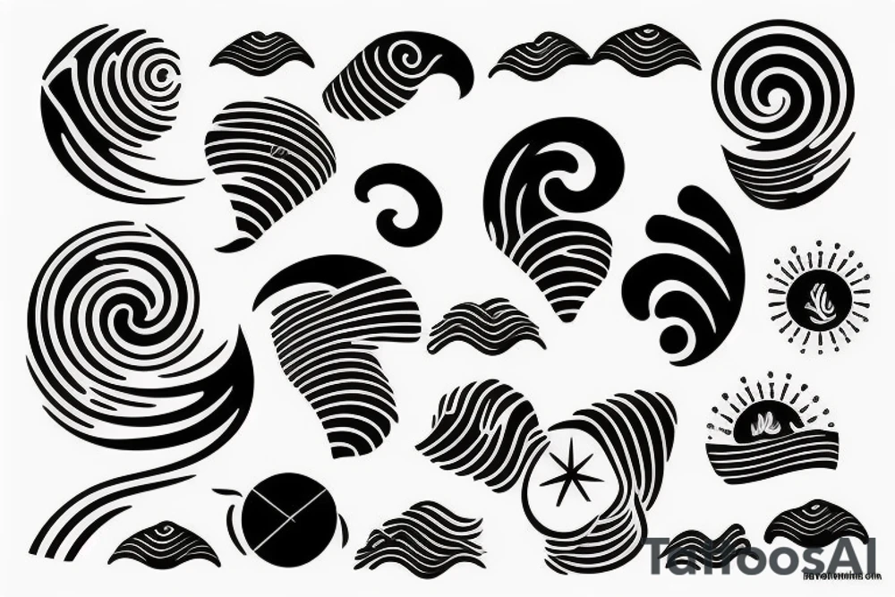 Wave on the ocean stylised tattoo idea
